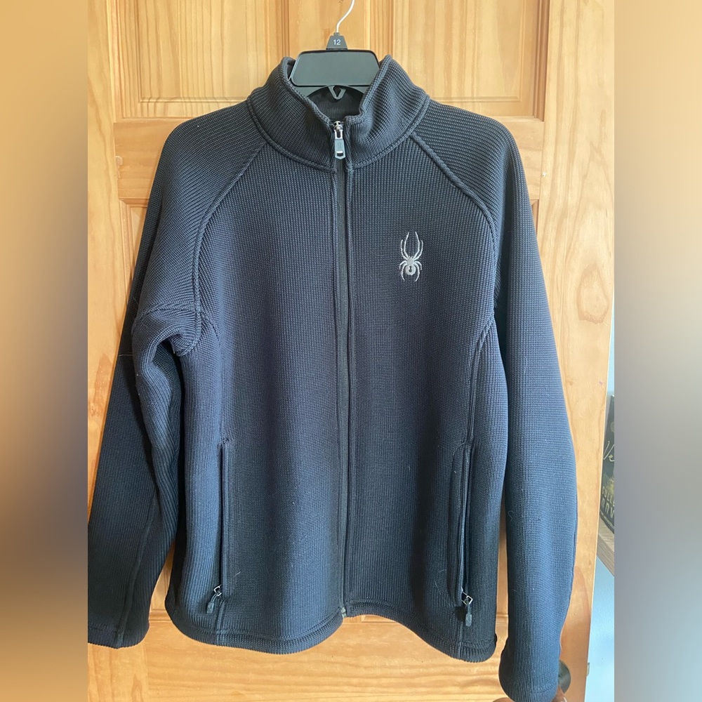 Spyder Black Textured Jacket with Red Logo